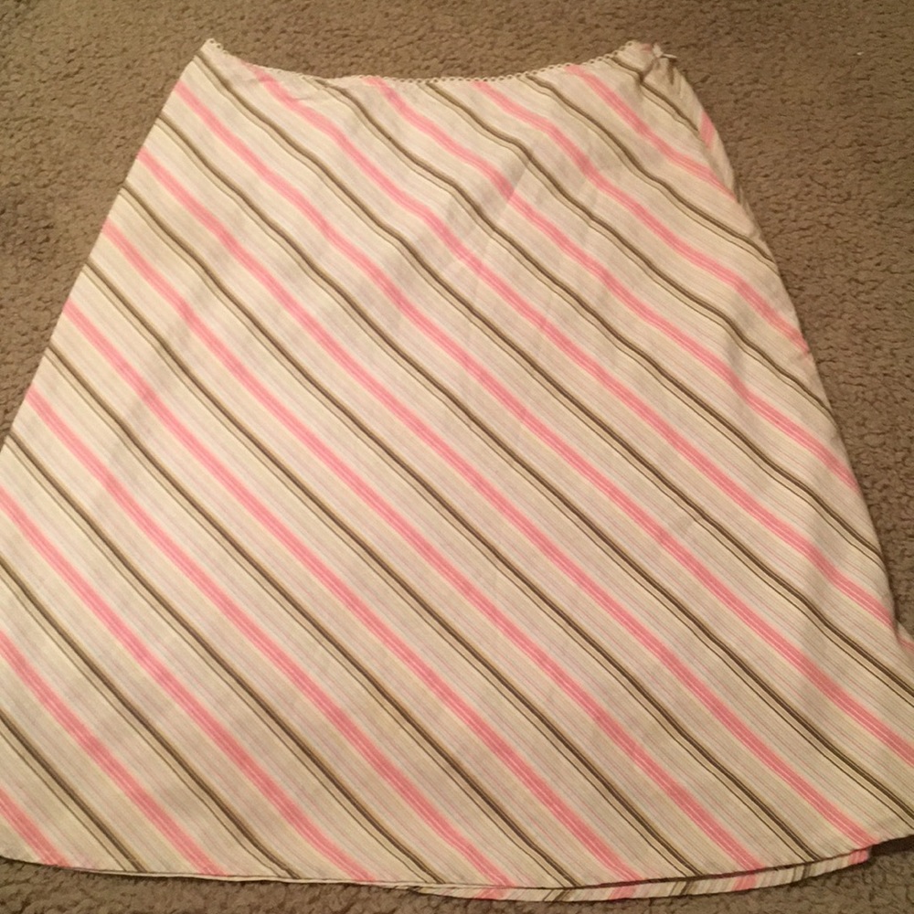 Tommy Hilfiger Cream Skirt with Pink and Tan Stripes